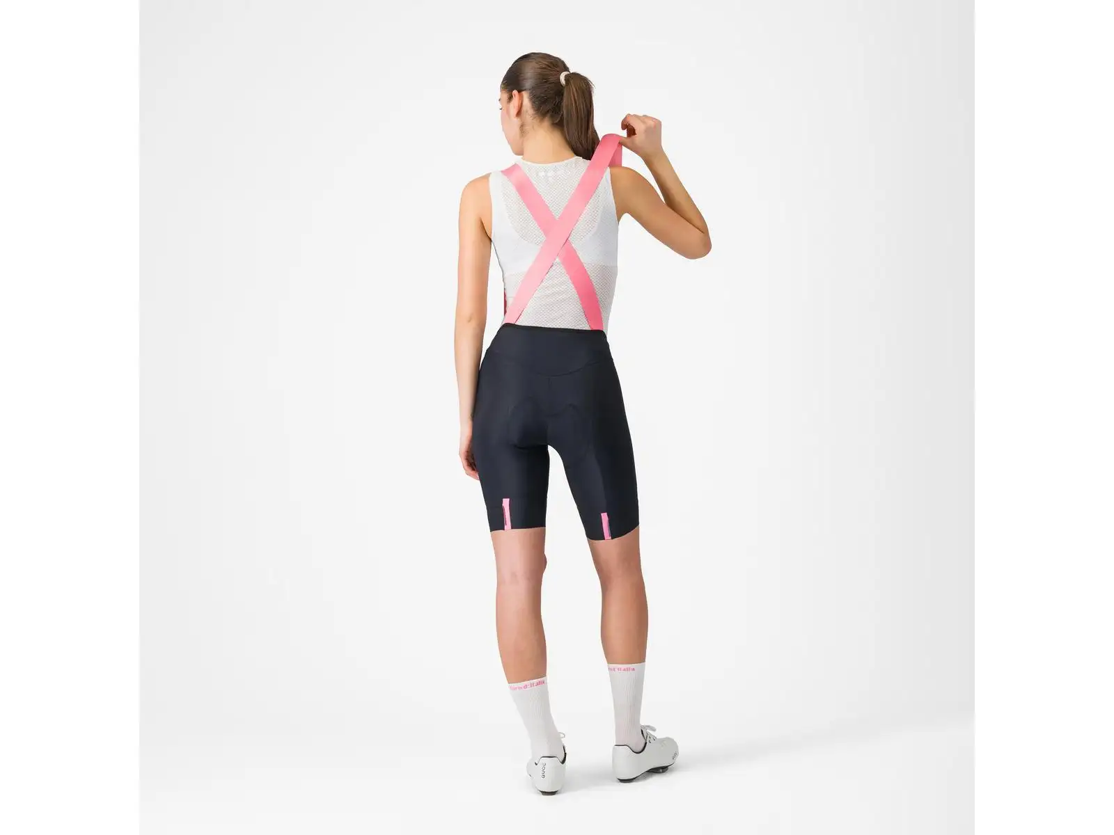 Castelli Giro Prima 2 damskie spodenki z szelkami i wkładką Nero/Rossa