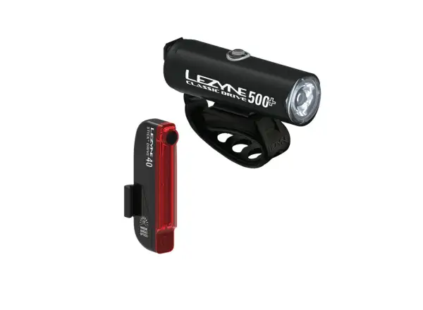 Lezyne Classic Drive 500+/Stick Drive zestaw świateł Satin Black/Black