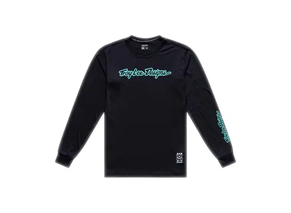 Troy Lee Designs Skyline Ride męska koszulka z długim rękawem Signature Black/Real Teal