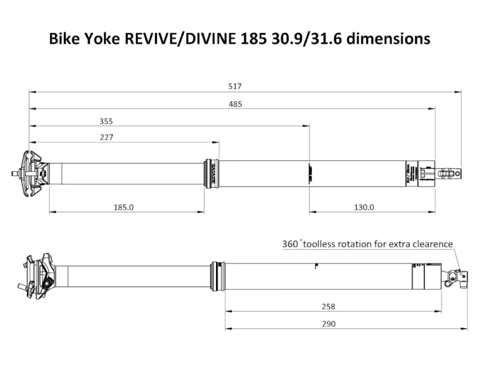 BikeYoke Revive 2.0 sztyca regulowana 185 mm/ 31,6 mm/485 mm