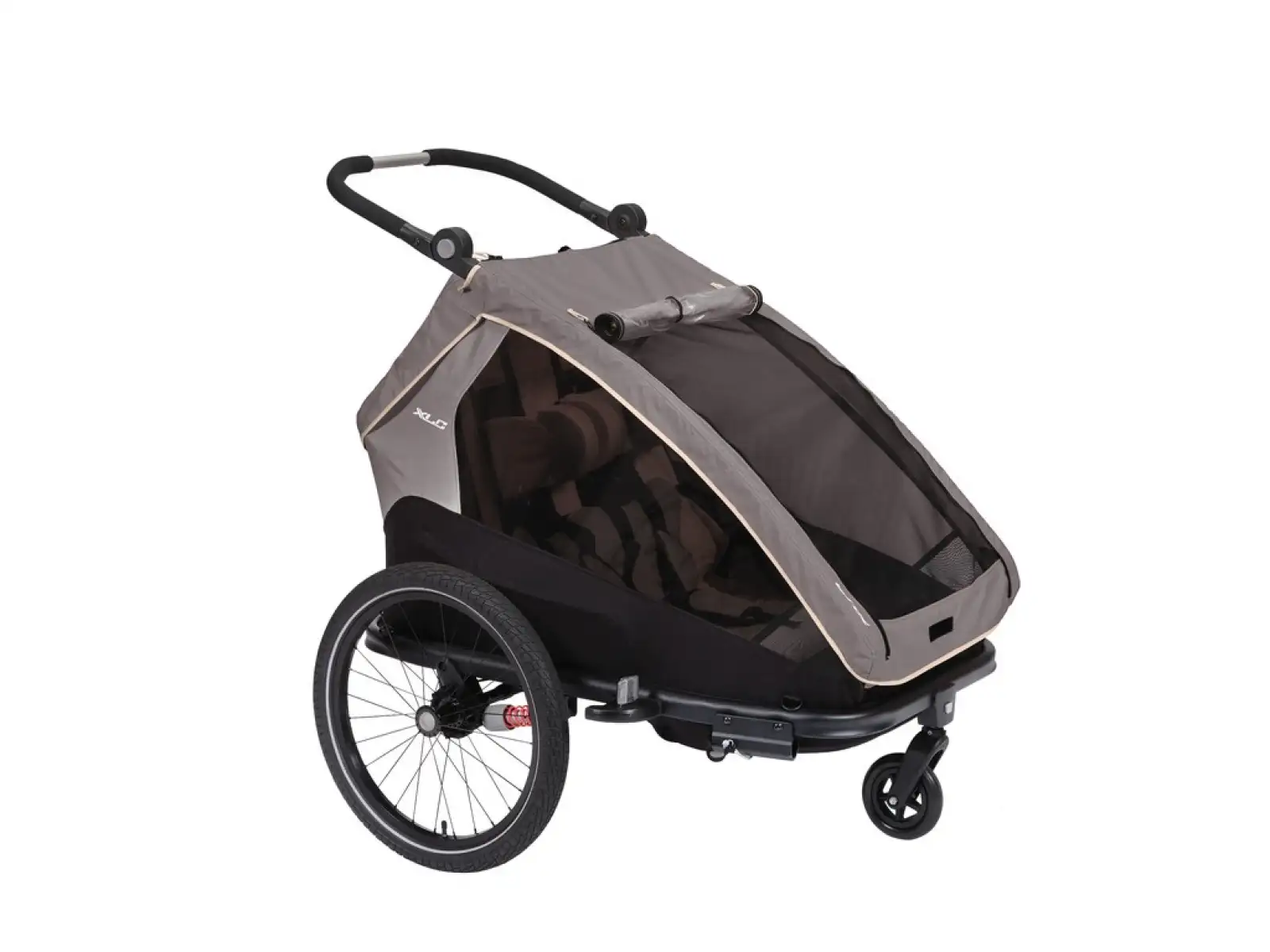 XLC DUOs BS-C10 dziecięca dwuosobowa przyczepka 20" szary/beżowy/antracyt