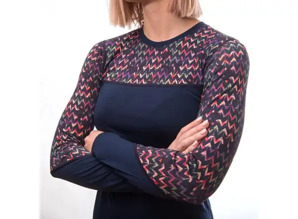 Sensor Merino Impress damska koszulka długi rękaw Deep Blue/Origami