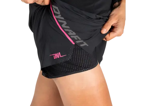 Dynafit DNA Split 2w1 damskie startowe biegowe spodenki Black Out