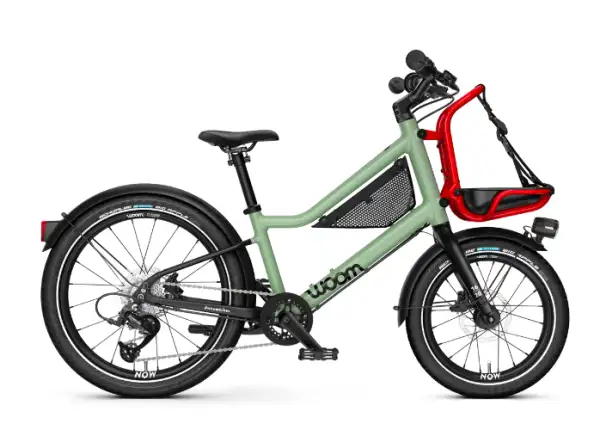 Woom 4 Now rower dziecięcy 16" Moss Green/Formular Red