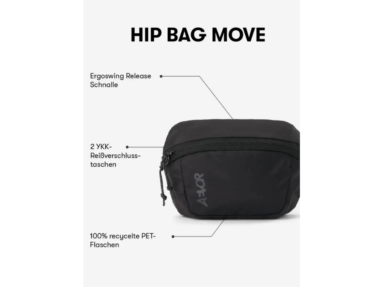 Aevor Hip Bag Move 1,5L torebka na ramię/nerka Black