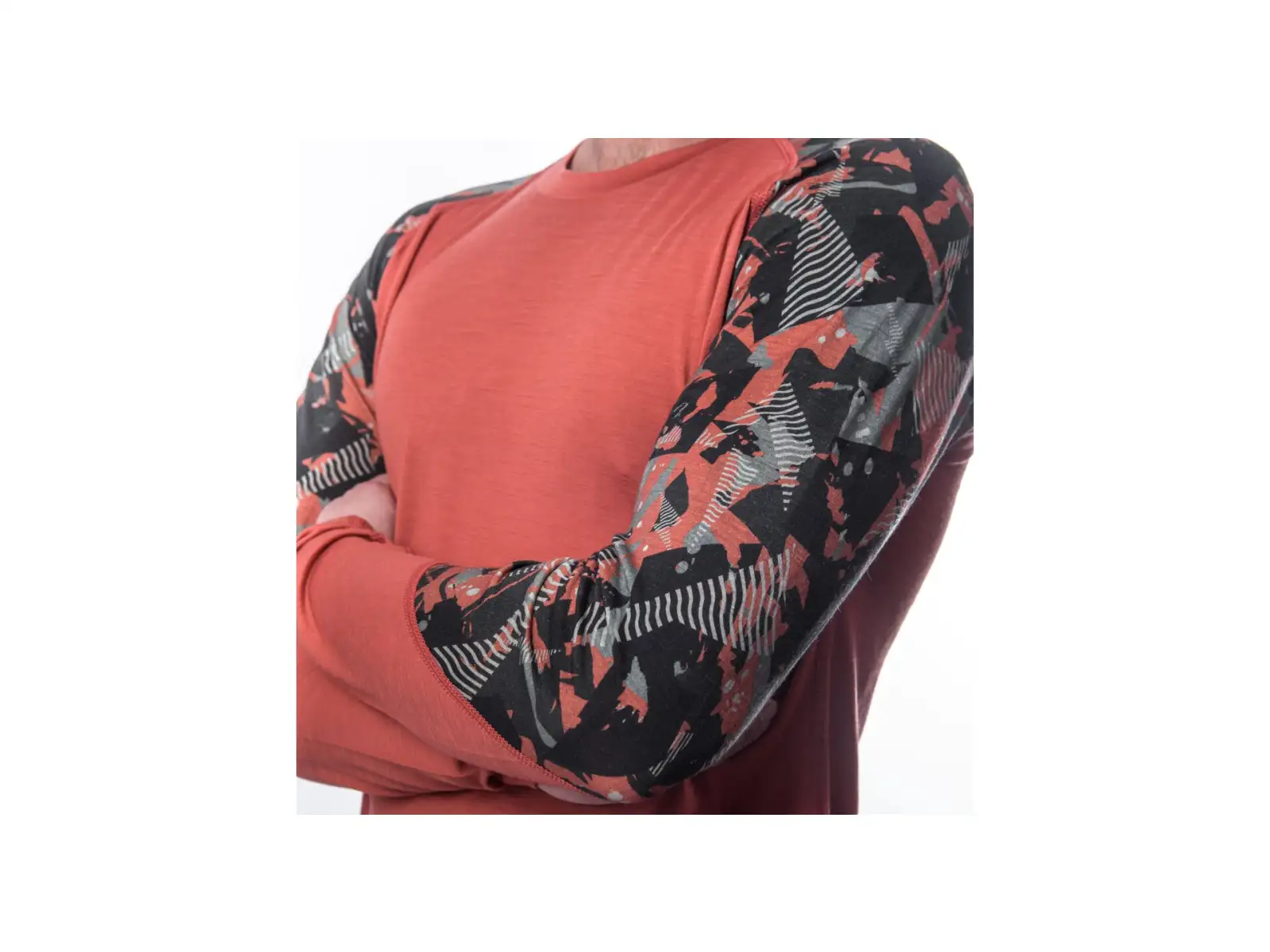 Sensor Merino Impress męska koszulka długi rękaw Terracotta/Rush