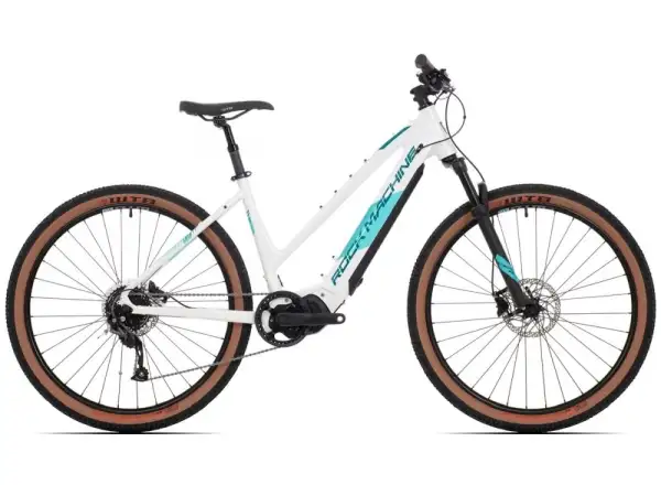 Rock Machine Torrent e30-29 niskoprofilowy rower elektryczny Gloss White/Petrol/Neon Cyan