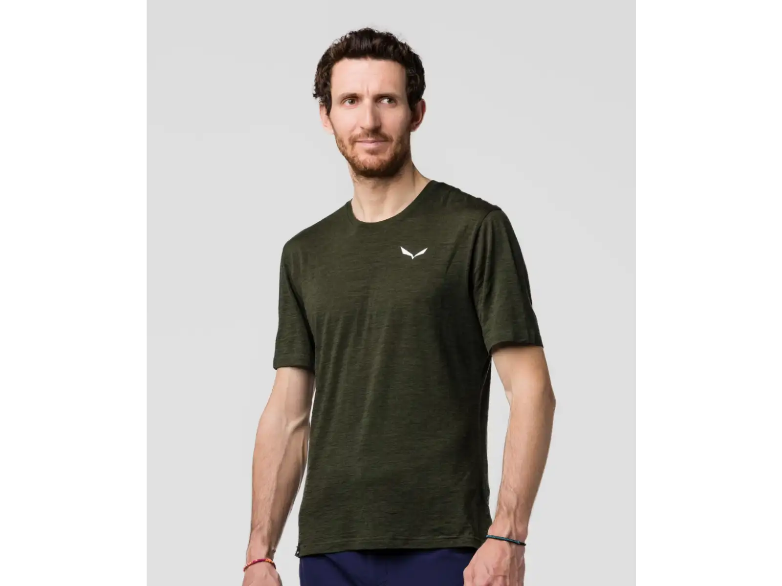 Salewa Eagle Minilogo Alpine Merino męska koszulka krótki rękaw Olive Green