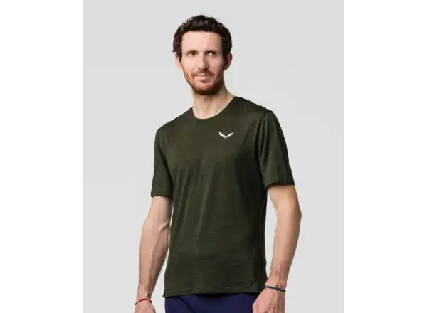 Salewa Eagle Minilogo Alpine Merino męska koszulka krótki rękaw Olive Green