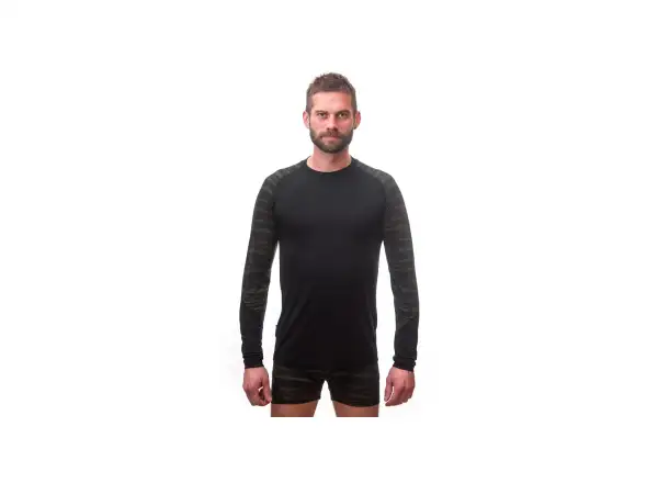 Sensor Merino Impress męska koszulka długi rękaw czarna/Batik