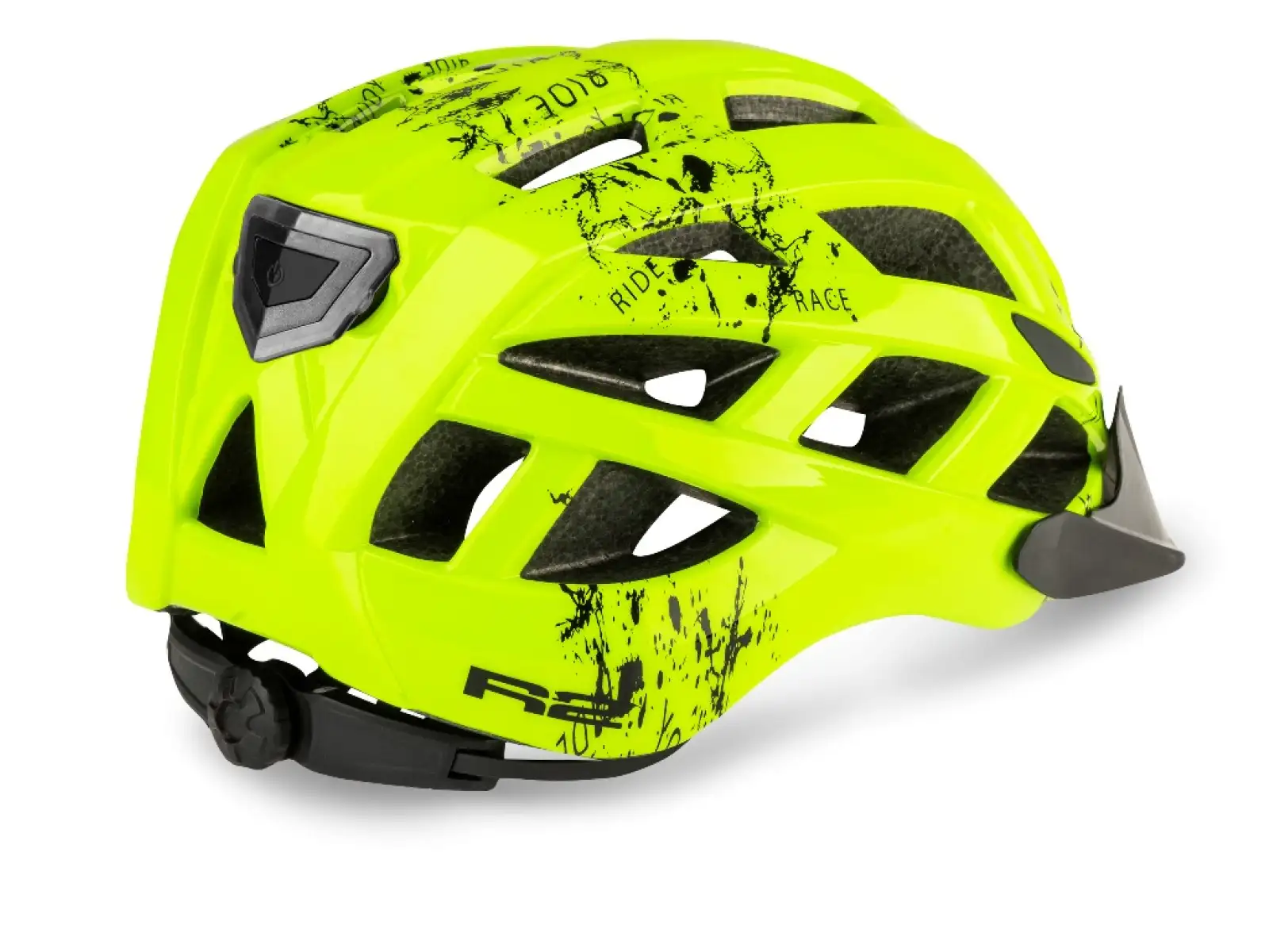 R2 Lumen Junior dziecięcy kask neon żółty/ czarny błyszczący