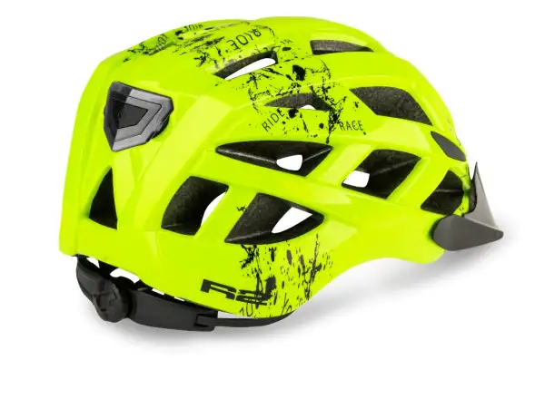 R2 Lumen Junior dziecięcy kask neon żółty/ czarny błyszczący