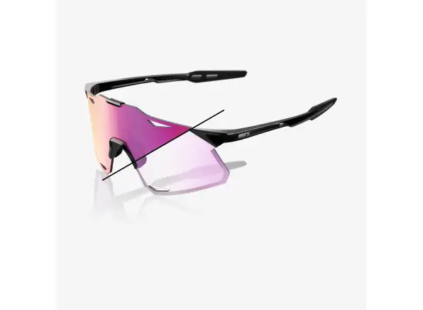 100% Hypercraft okulary Gloss Black/Photochromic Purple Mirror
