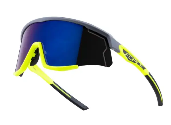 Force Sonic okulary rowerowe szary/fluo, niebieskofioletowe lustrzane szkła