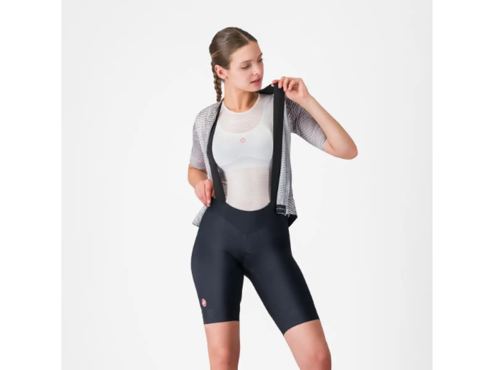 Castelli Prima 2 DT damskie spodenki rowerowe na szelkach Black/Black