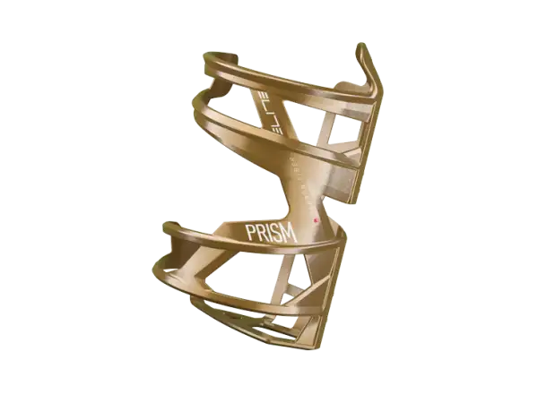 Elite Prism Left Carbon koszyk na bidon lewy Gold Metal/White Graphic