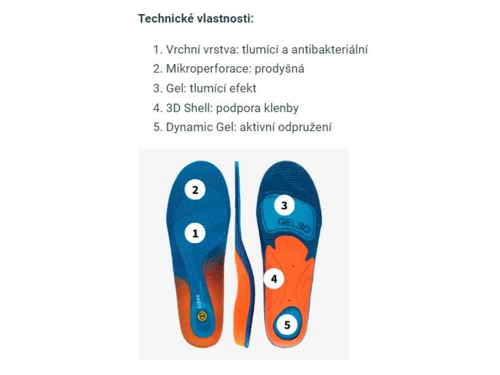 Sidas Cushioning Gel 3D wkładki do butów 1 para