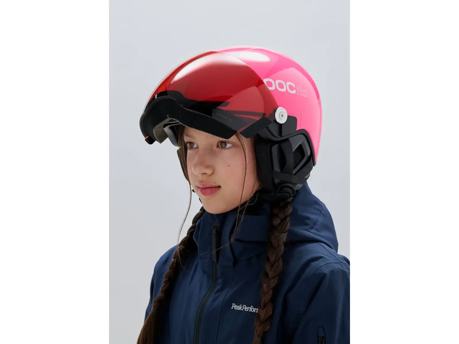 POC POCito Obex Visor dziecięcy kask narciarski Fluorescent Pink