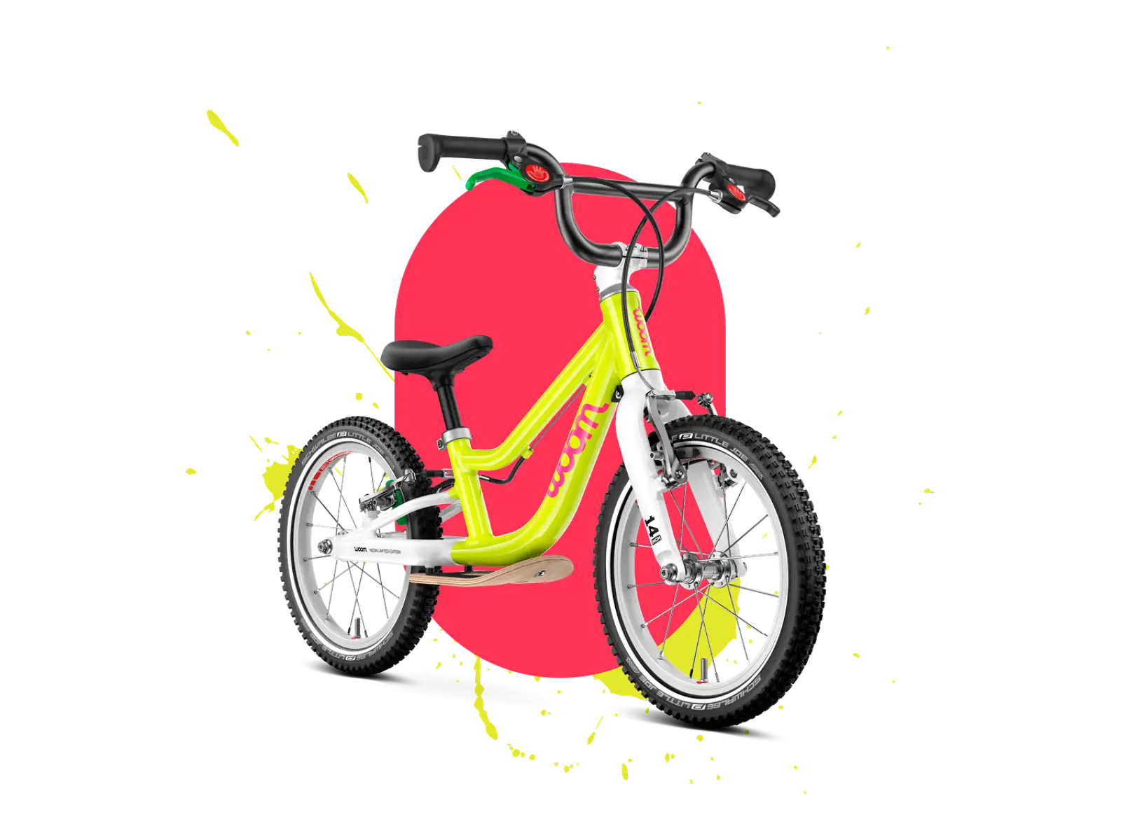 Woom GO 1 PLUS dziecięcy rowerek biegowy neon lime