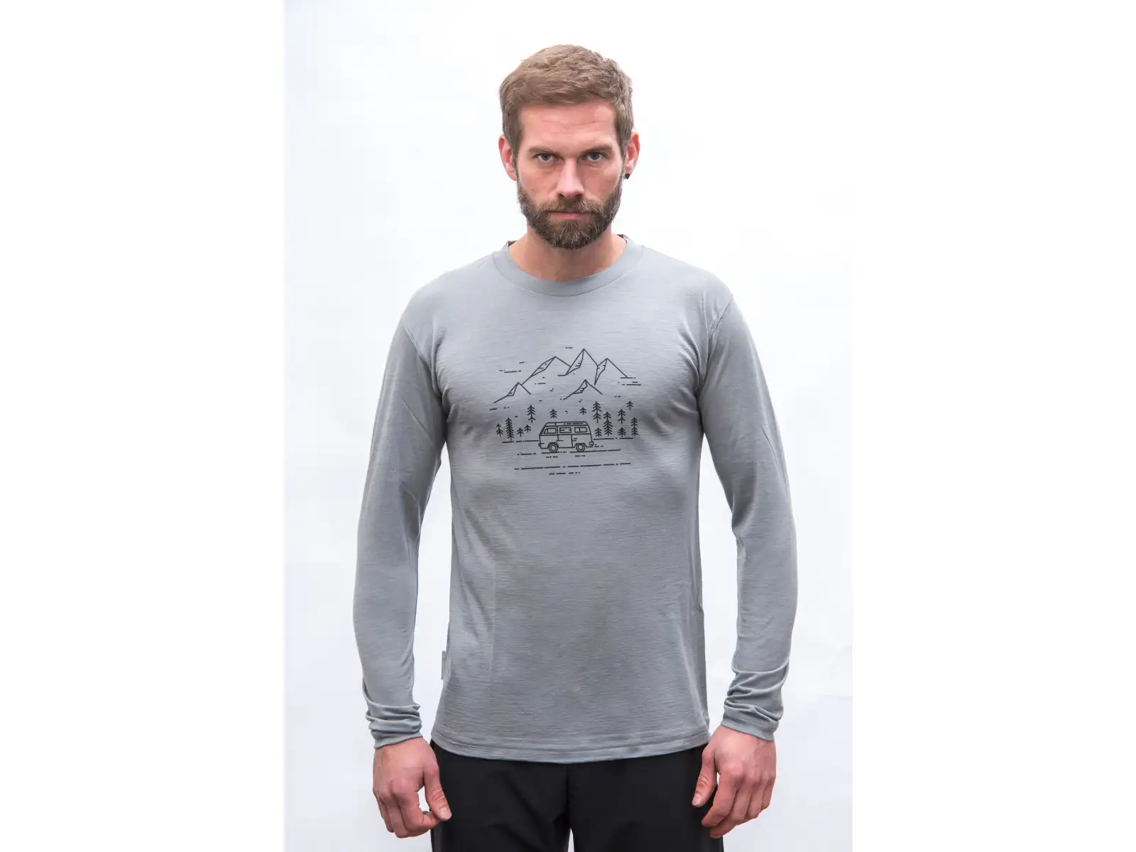 Sensor Merino Active Van Life męska koszulka dl.rękaw szara
