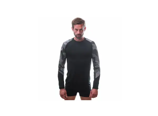 Sensor Merino Impress męska bielizna termoaktywna długi rękaw czarna/Camo