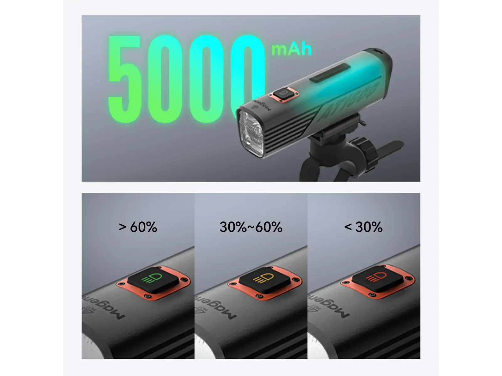 Magene AT1600 przednia lampka z powerbankiem