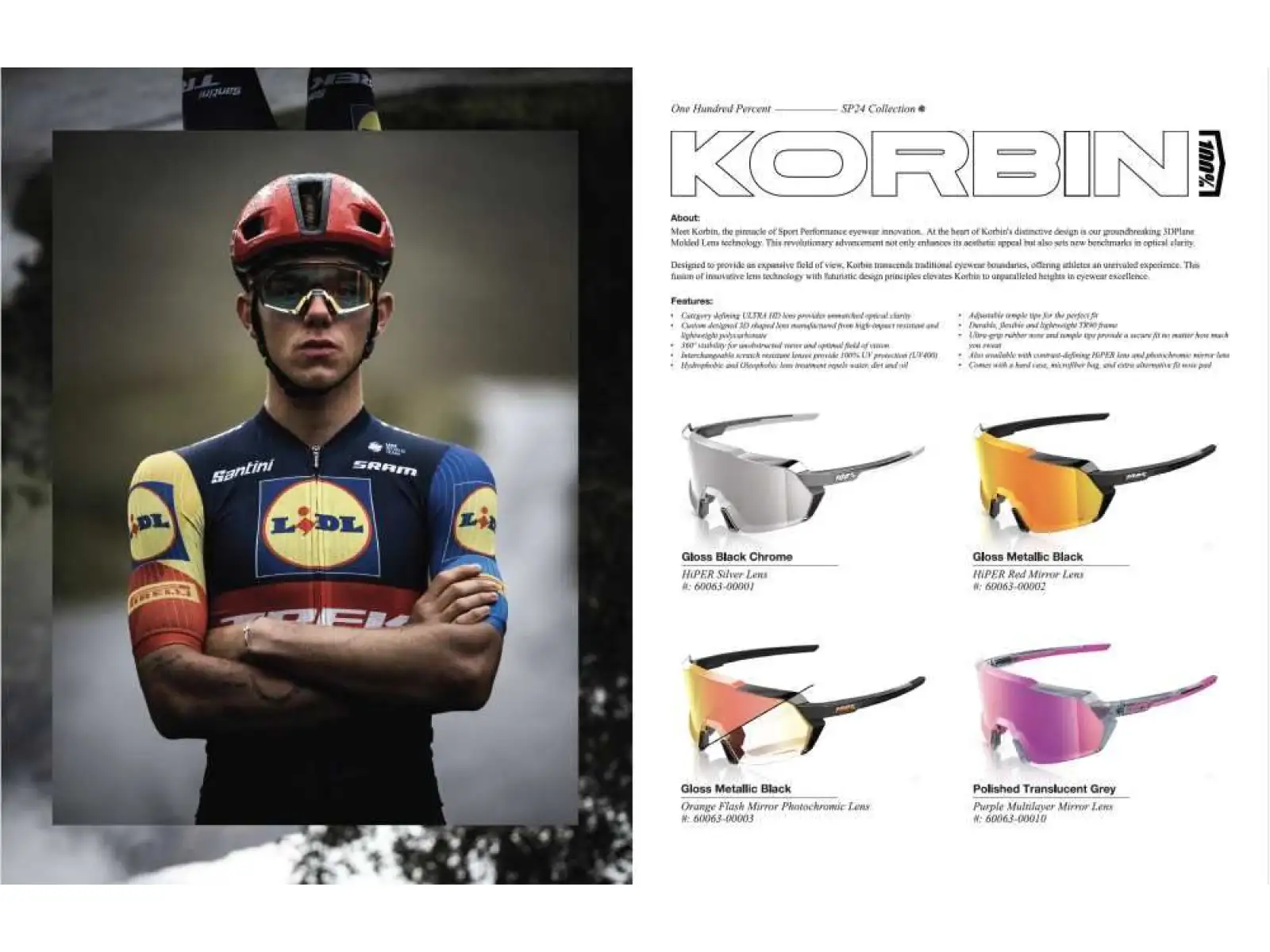 100% Korbin okulary Gloss Metallic Black Orange Flash Mirror Photochromic