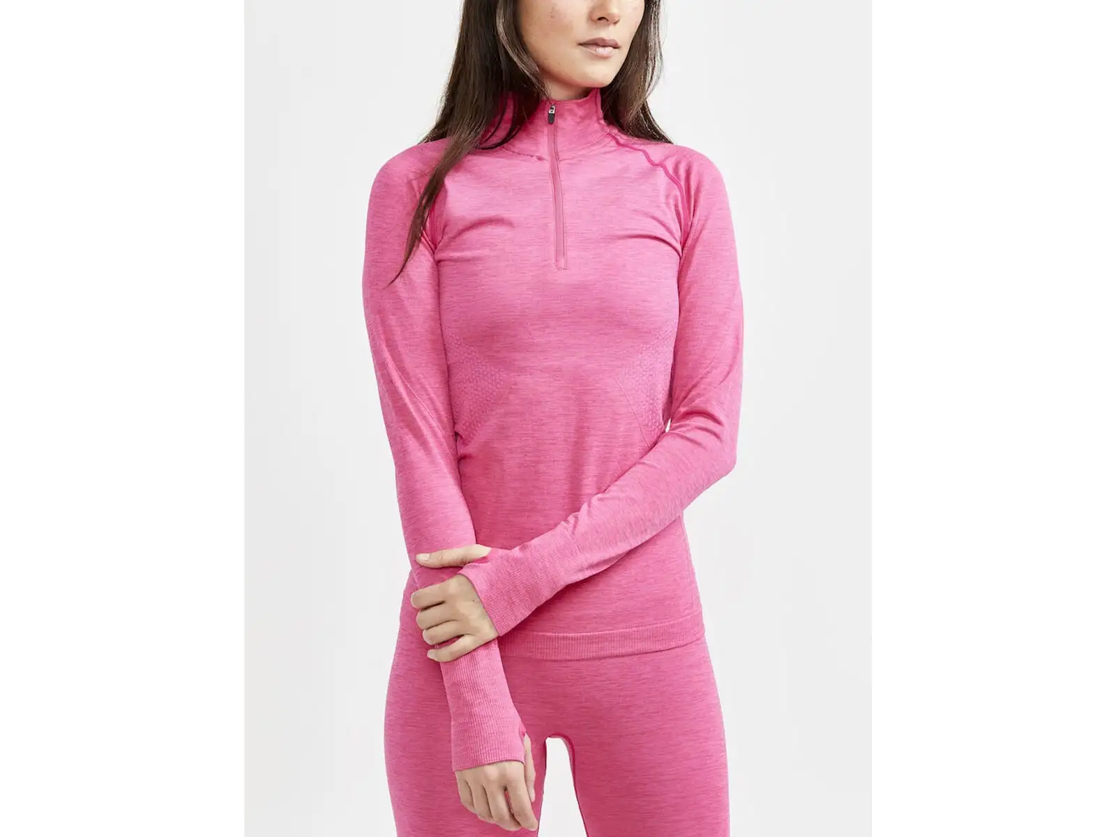 Craft CORE Dry Active Comfort Zip damska koszulka dlugi rekaw różowa