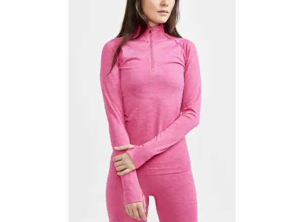 Craft CORE Dry Active Comfort Zip damska koszulka dlugi rekaw różowa
