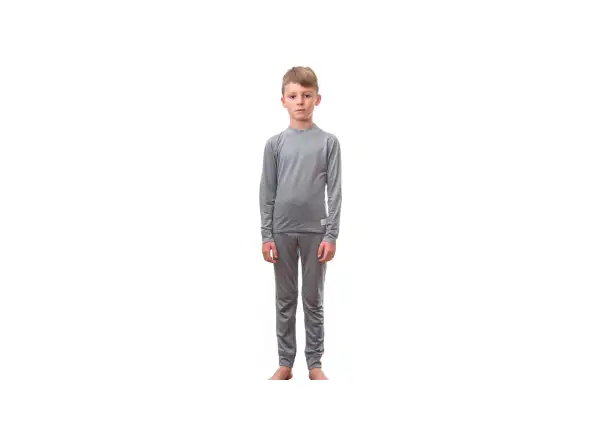 Sensor Merino Active zestaw juniorska koszulka długi rękaw + spodnie szary