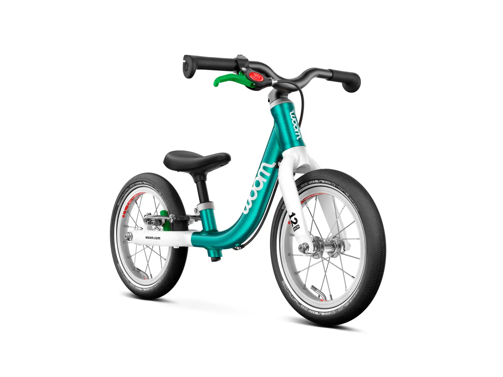 Woom GO 1 dziecięcy rowerek biegowy 12" Metallic Turquoise