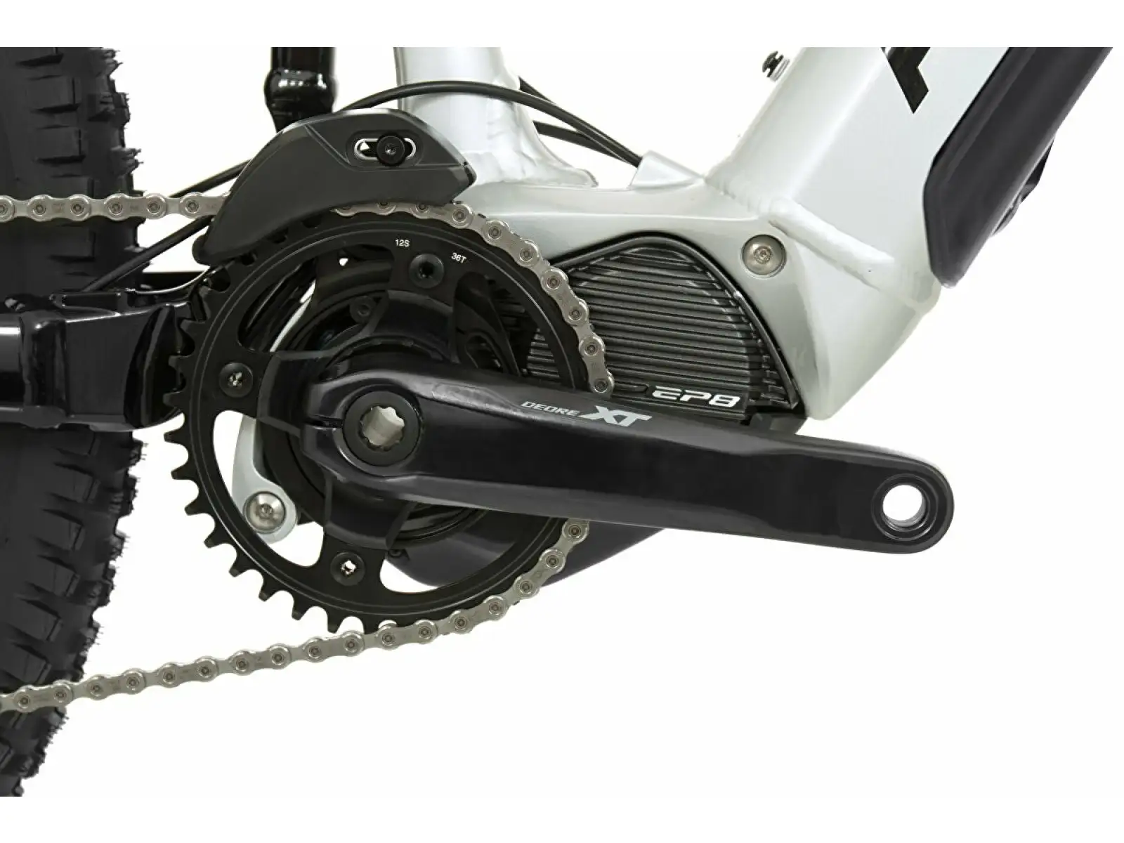 Rock Machine Blizzard INT e90-297 Gloss Silver/Black/Green rower elektryczny z pełnym zawieszeniem