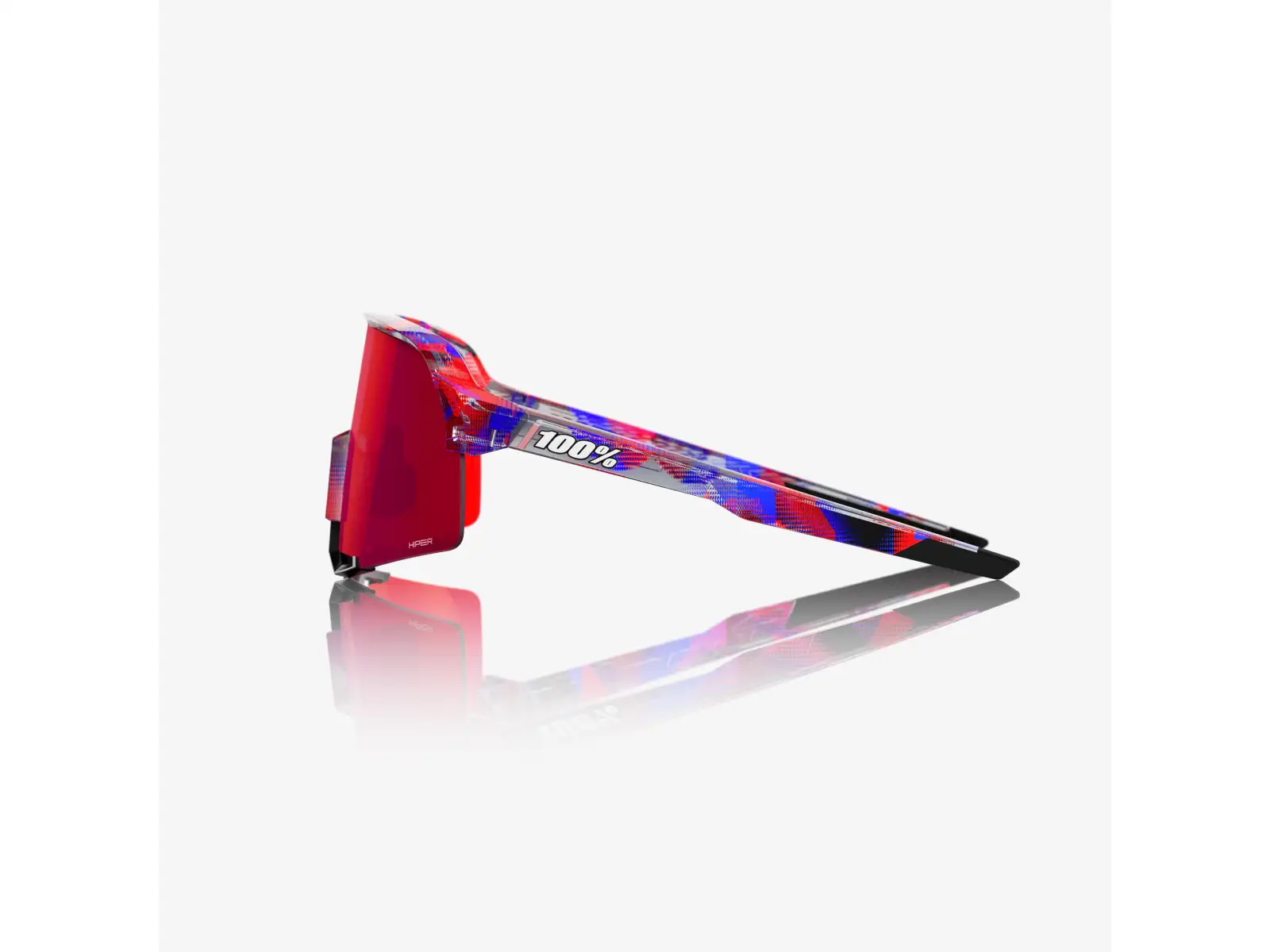 100% S3 okulary FDJ Gloss Translucent Red/Blue/HiPER Fire Red Mirror Lens