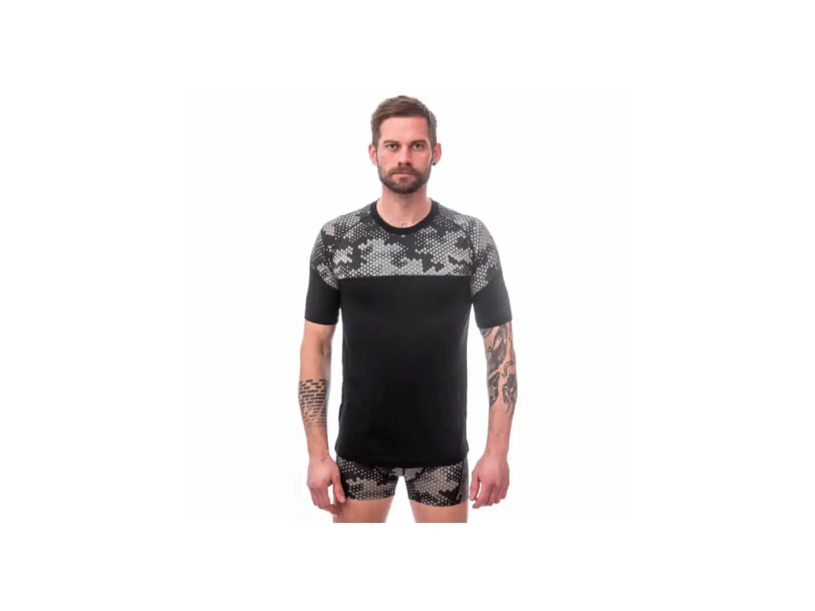Sensor Merino Impress męska koszulka krótki rękaw čená/Honeycomb
