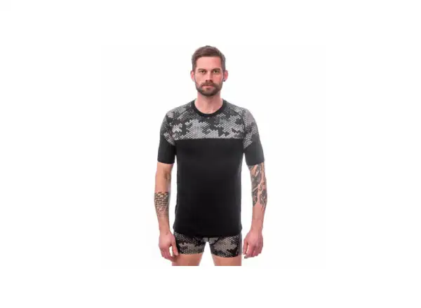 Sensor Merino Impress męska koszulka krótki rękaw čená/Honeycomb