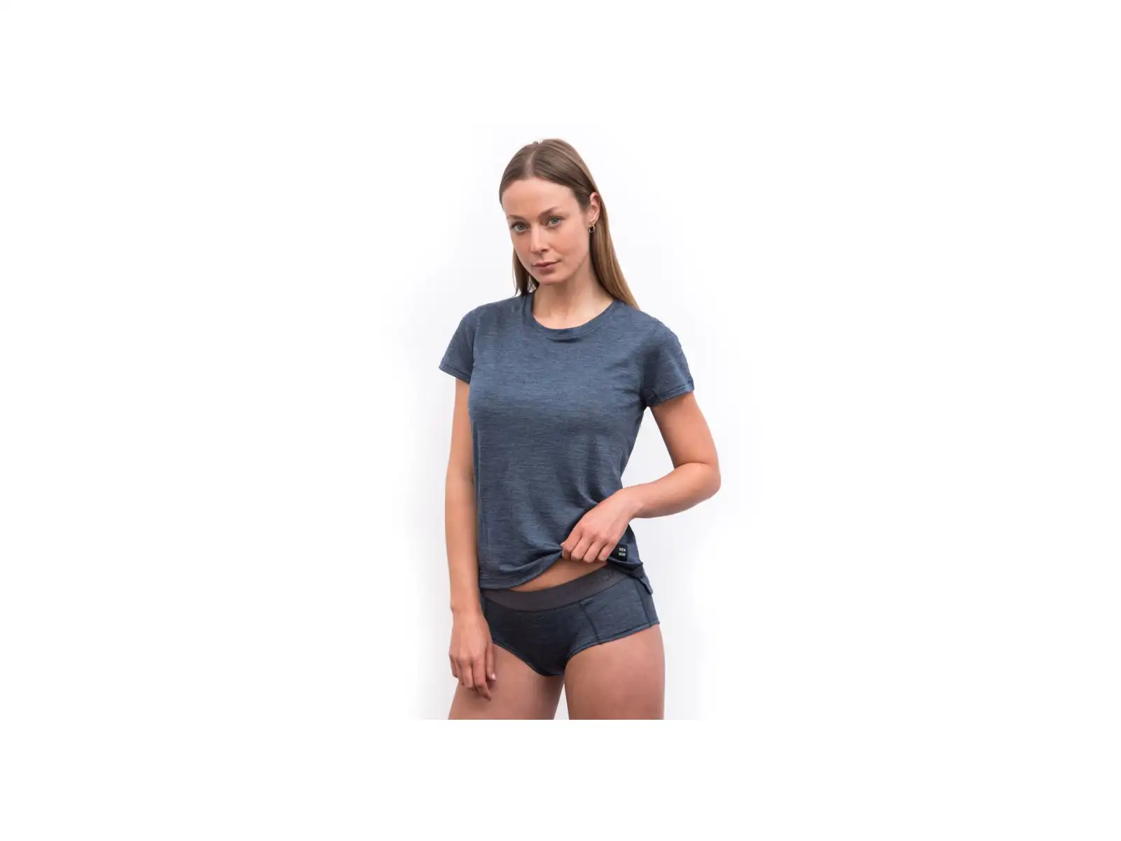 Sensor Merino Lite damski funkcyjny T-shirt krótki rękaw Mottled Blue