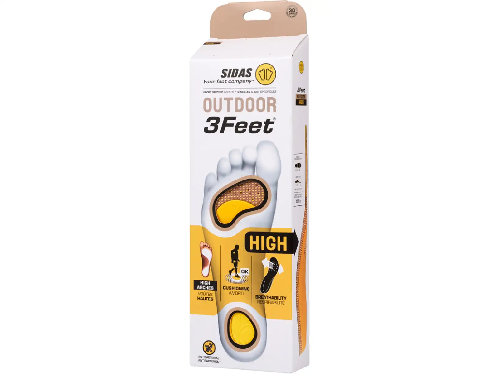 Sidas 3Feet Outdoor High wkładki do butów wysoki łuk 1 para