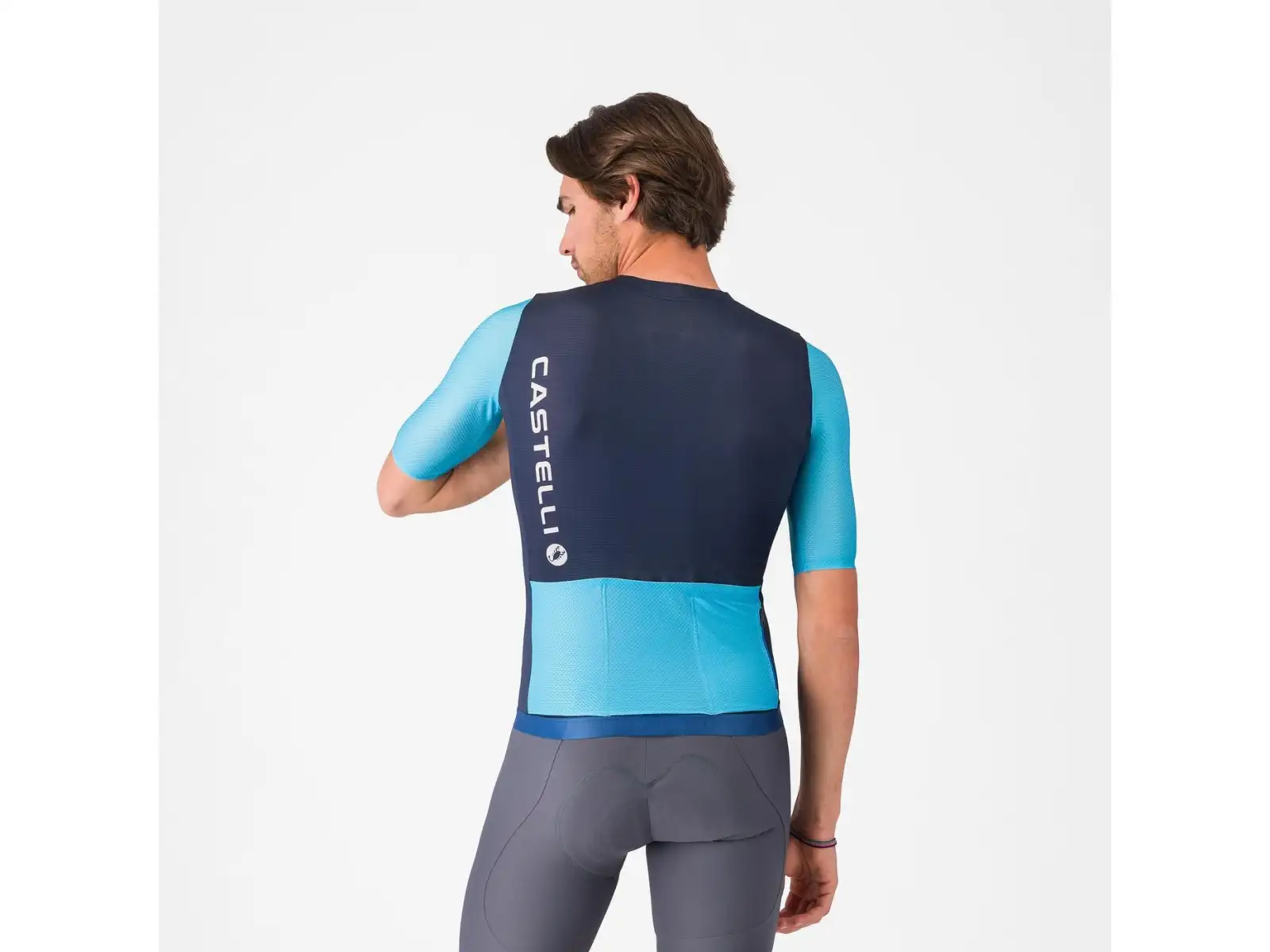 Castelli Corretto męska koszulka z krótkim rękawem Belgian Blue/Blue Fiamma-White