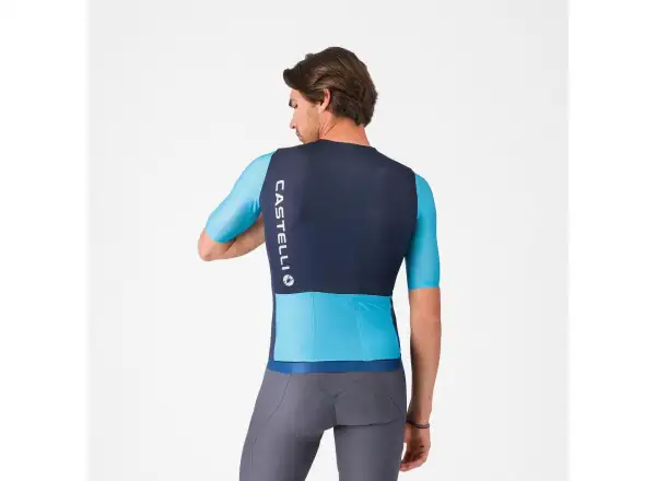Castelli Corretto męska koszulka z krótkim rękawem Belgian Blue/Blue Fiamma-White