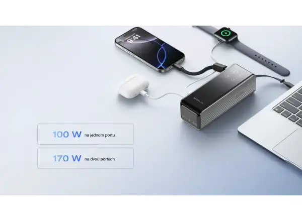EcoFlow Rapid Power Bank (25000mAh,170W) 2x100W wbudowany kabel USB-C - srebrna