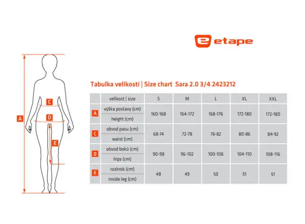 Etape Sara 2.0 damskie 3/4 spodnie z wkładką czarna/różowa