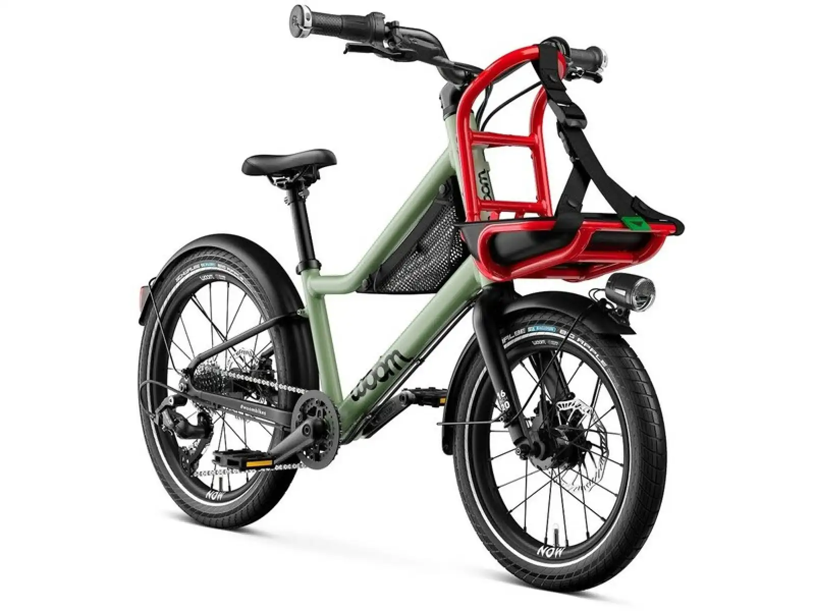Woom 4 Now rower dziecięcy 16" Moss Green/Formular Red