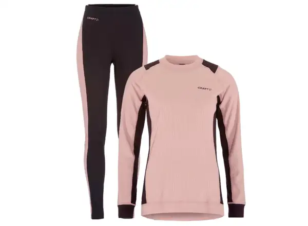 Craft Core Dry Baselayer damski zestaw koszulka długi rękaw+spodnie różowy