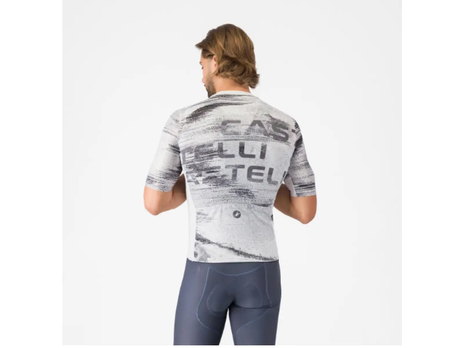 Castelli Stratus Logo męska koszulka z krótkim rękawem White/Smoky Gray