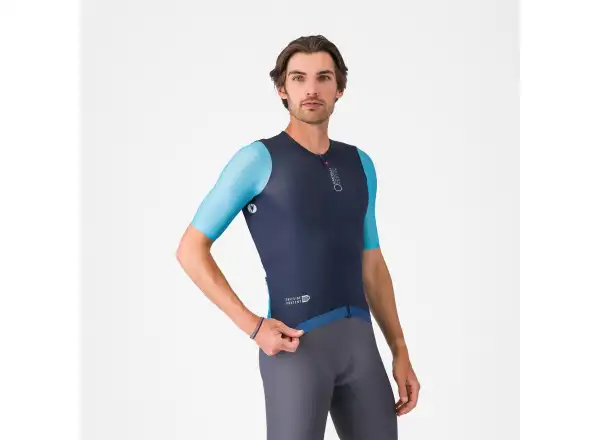 Castelli Corretto męska koszulka z krótkim rękawem Belgian Blue/Blue Fiamma-White