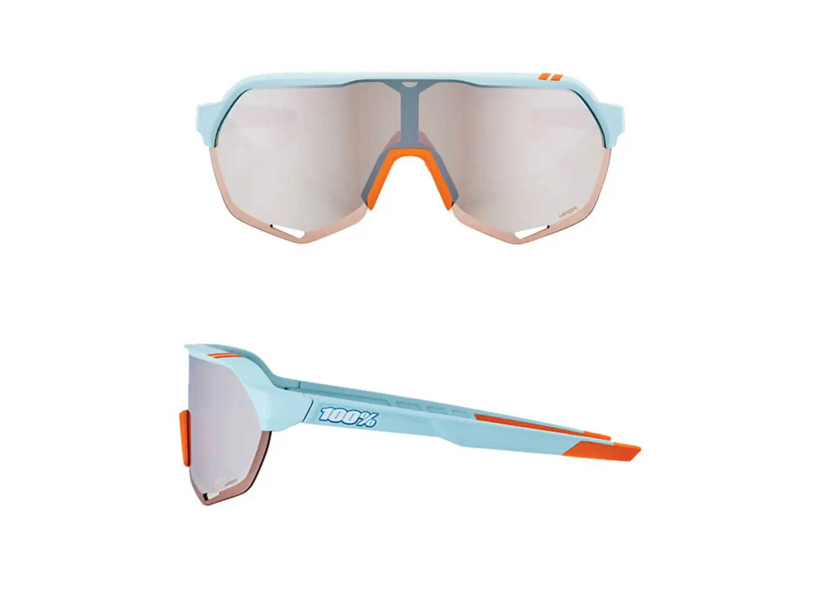 100% Soft Tact Two Tone okulary z lustrzanymi szkłami niebieska/pomarańczowa/srebrna