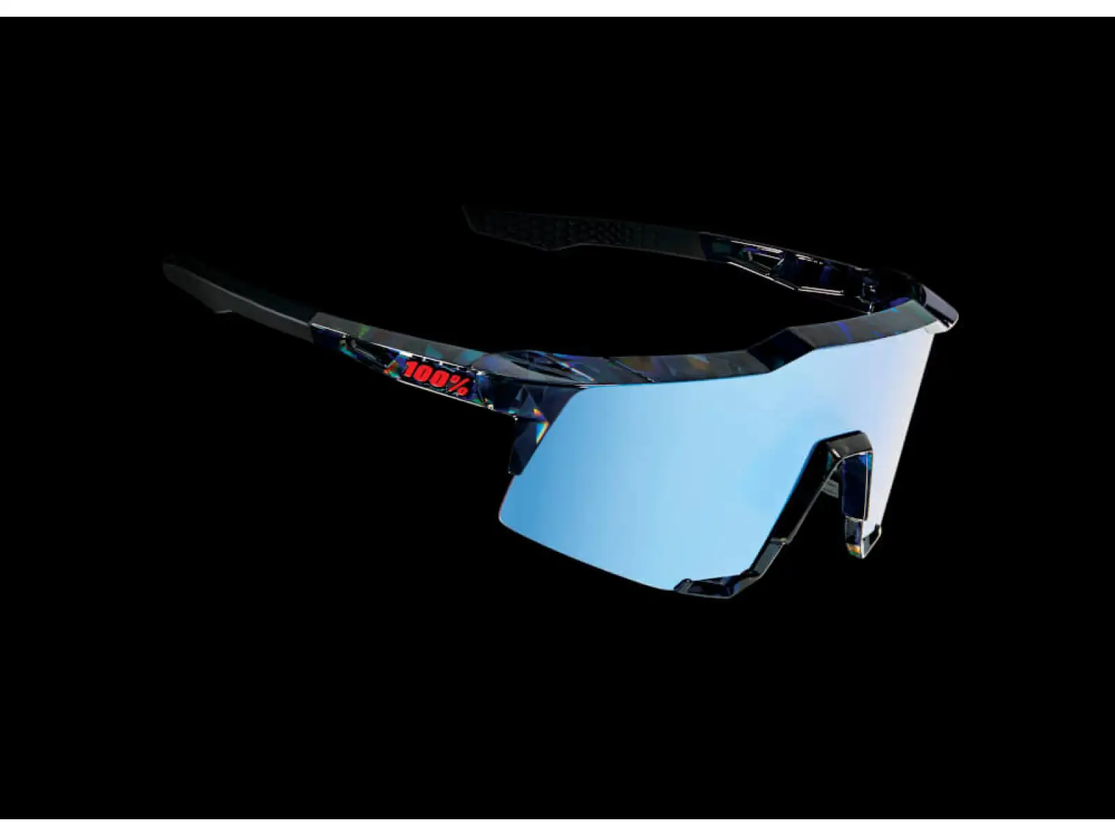 100% SPEEDCRAFT okulary rowerowe Black Holographic/Hiper blue Multilayer Mirror Lens