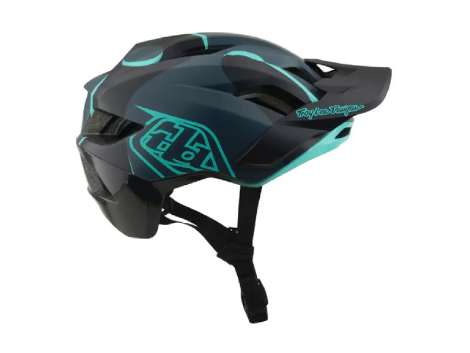 Troy Lee Designs Flowline SE MIPS kask Badge Carbon/Real Teal