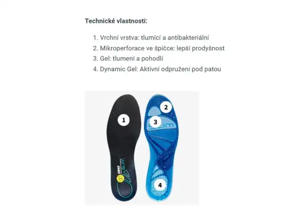 Sidas Cushioning Gel Slim wkładki do butów 1 para