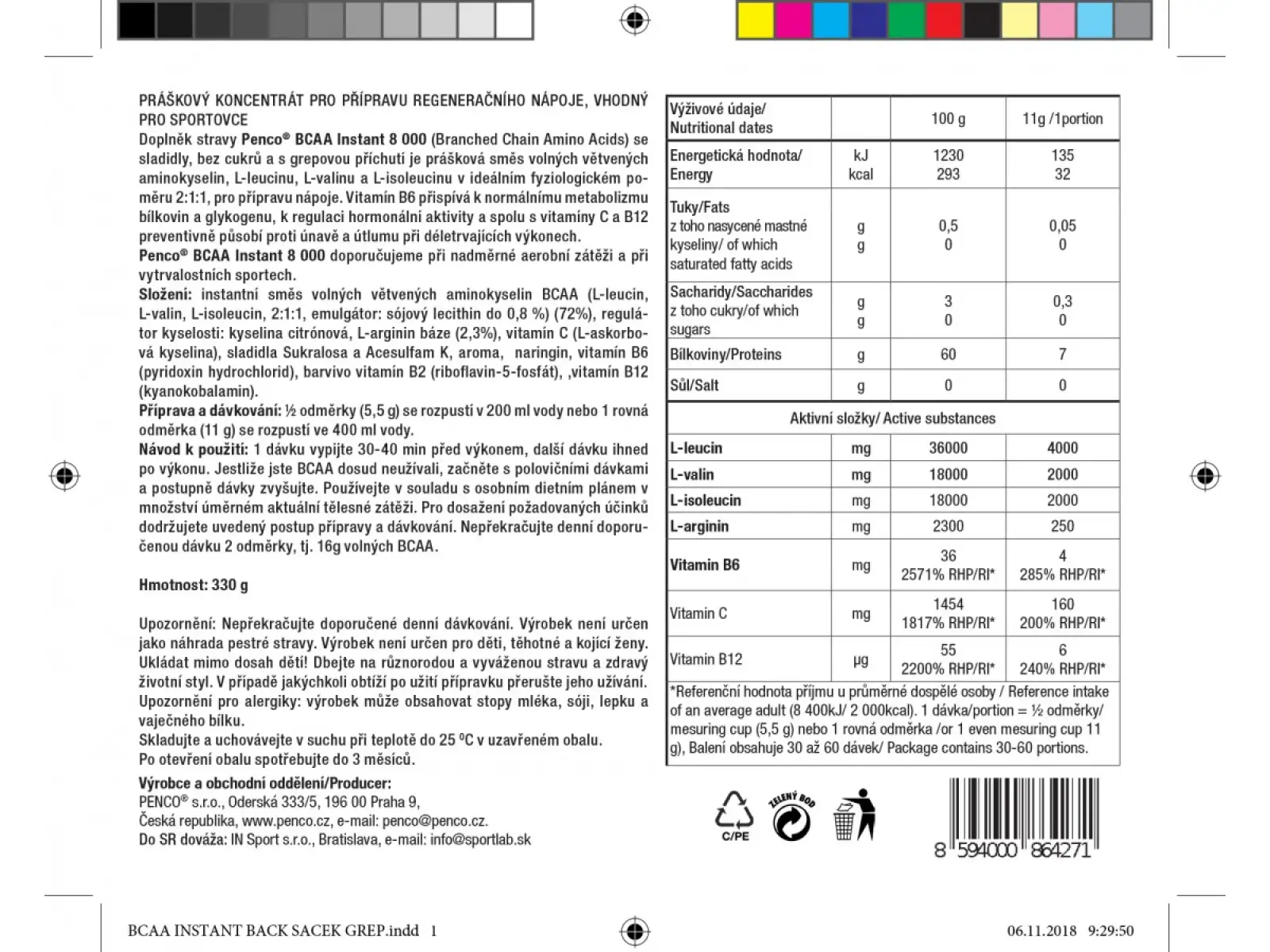 Penco BCAA 8000 instantowy napój 330g